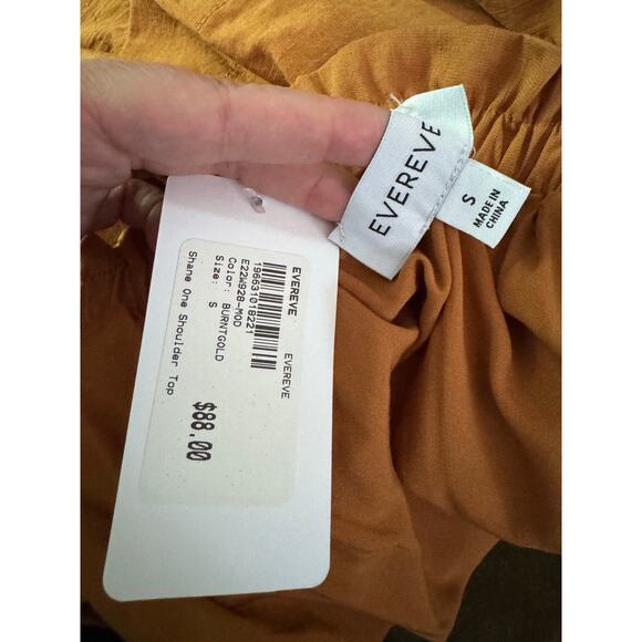 NWT Evereve Shane One Shoulder Top Burnt Gold Size Small - Picture 6 of 7